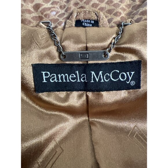 Pamela McCoy Authentic Vintage Camel Brown Genuine Leather Blazer Jacket - Picture 8 of 12
